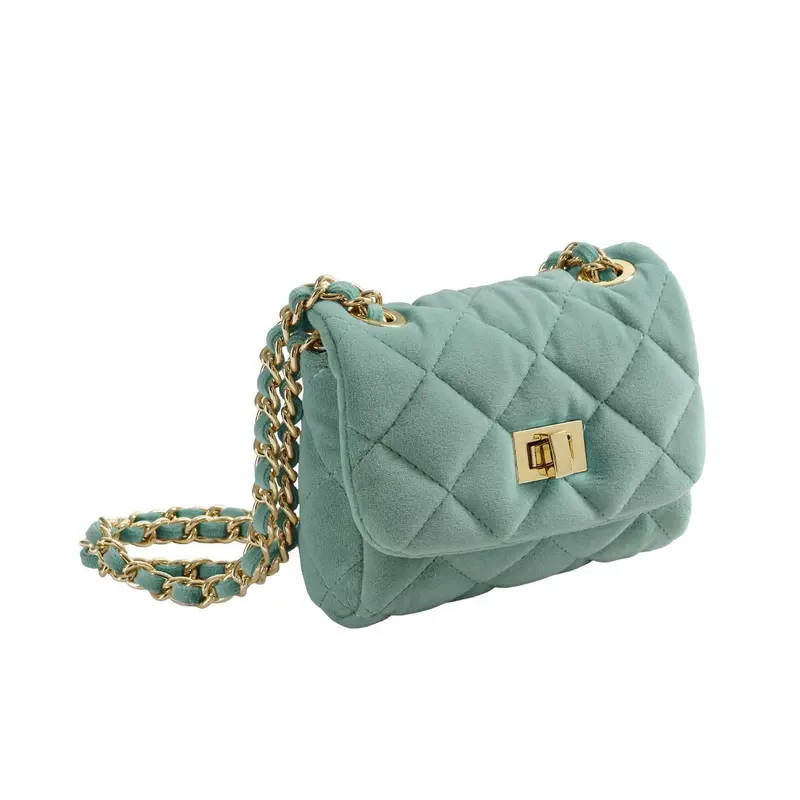 Bolso de cadena de terciopelo – Azul Nilo