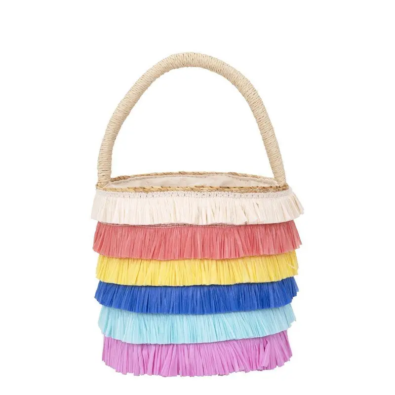 Bolso de paja con flecos