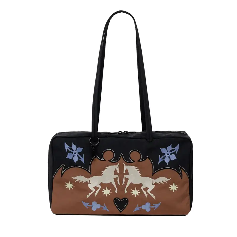 Bolso Medium Nylon Bowler BAGGU - Western Appliqué