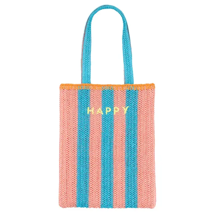 Bolso Tote Raffia “Happy” a Rayas