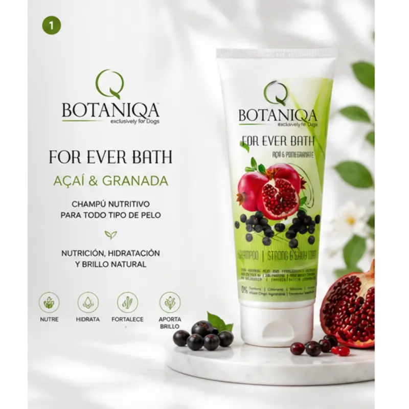 Botaniqa For Ever Bath Champú Açaí y Granada –Champú Nutritivo para Perros 250ml