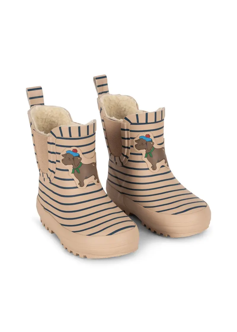 Botas de Agua Infantiles de Rayas y Perro