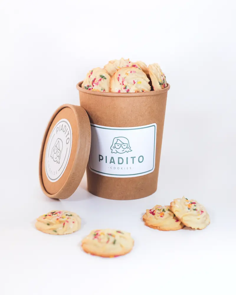Bote grande pastas de mantequilla Piadito con granillos de colores