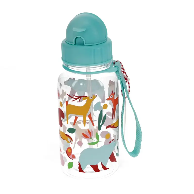 Botella de agua con diseño animales del bosque
