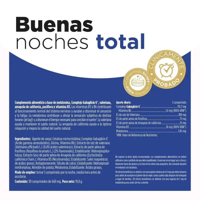 Buenas Noches Total 1.85mg - 30 comprimidos - Eladiet