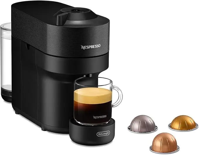 Cafetera Nespresso De'Longhi Vertuo Pop en Negro Regaliz. Una máquina de café automática con tecnología Centrifusion, 4 tamaños de taza y conectividad inteligente.