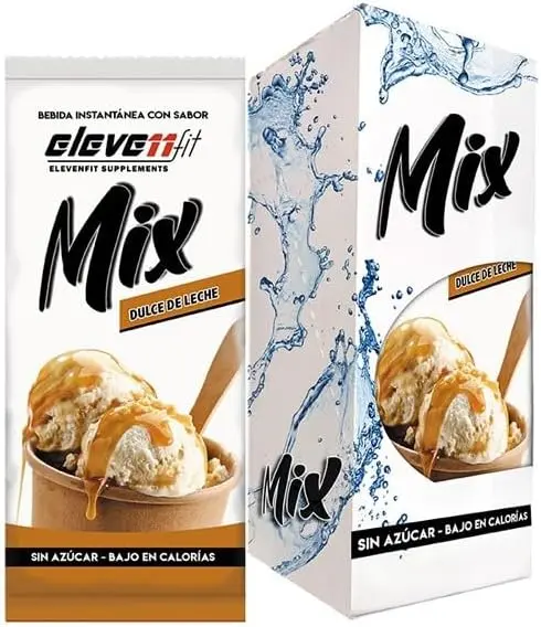 Caja de 12 sobres de Mix sabor Dulce de Leche de ElevenFit. El sabor más cremoso y goloso para tus bebidas y postres, ahora en una versión sin azúcar y baja en calorías.