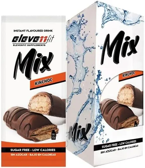 Caja de 12 sobres de Mix sabor Kinchoc de ElevenFit. El sabor a tu snack de chocolate y avellana preferido, ahora en una versión sin azúcar para tus bebidas y postres.