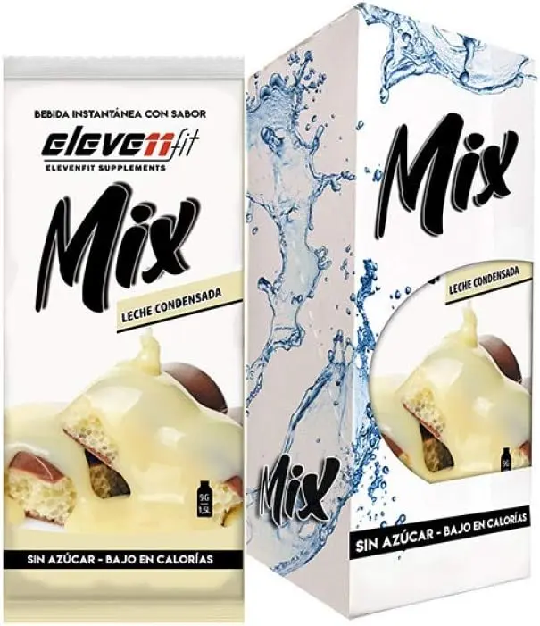 Caja de 12 sobres de Mix sabor Leche Condensada de ElevenFit. Disfruta de la máxima dulzura sin azúcar. Ideal para endulzar cafés, postres y frutas de forma saludable.