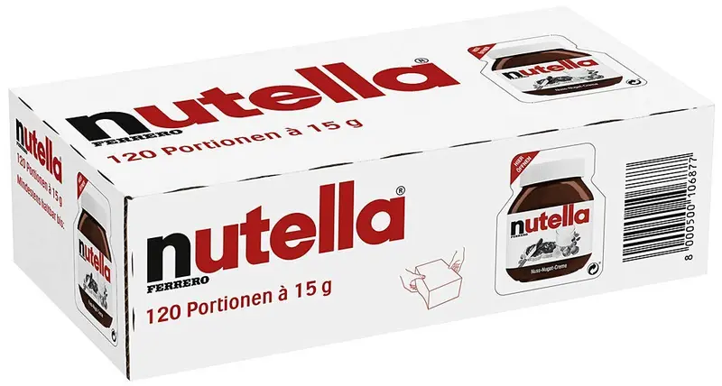 Caja de 120 Porciones Individuales de Nutella (120x15g). El formato profesional y de máximo ahorro para hostelería, con la crema de avellanas y cacao más famosa.