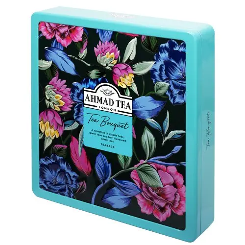 Caja de lata con 9 mezclas de té