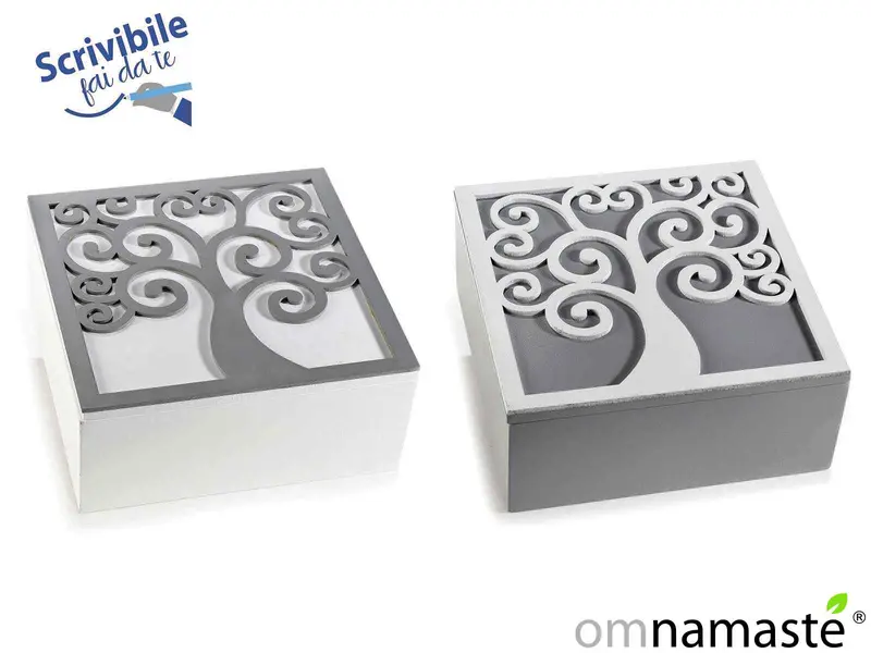 Caja de madera con Árbol de la Vida bicolor