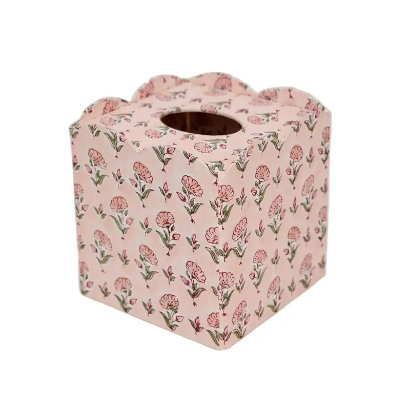 Caja de pañuelos con estampado - Floral rosa