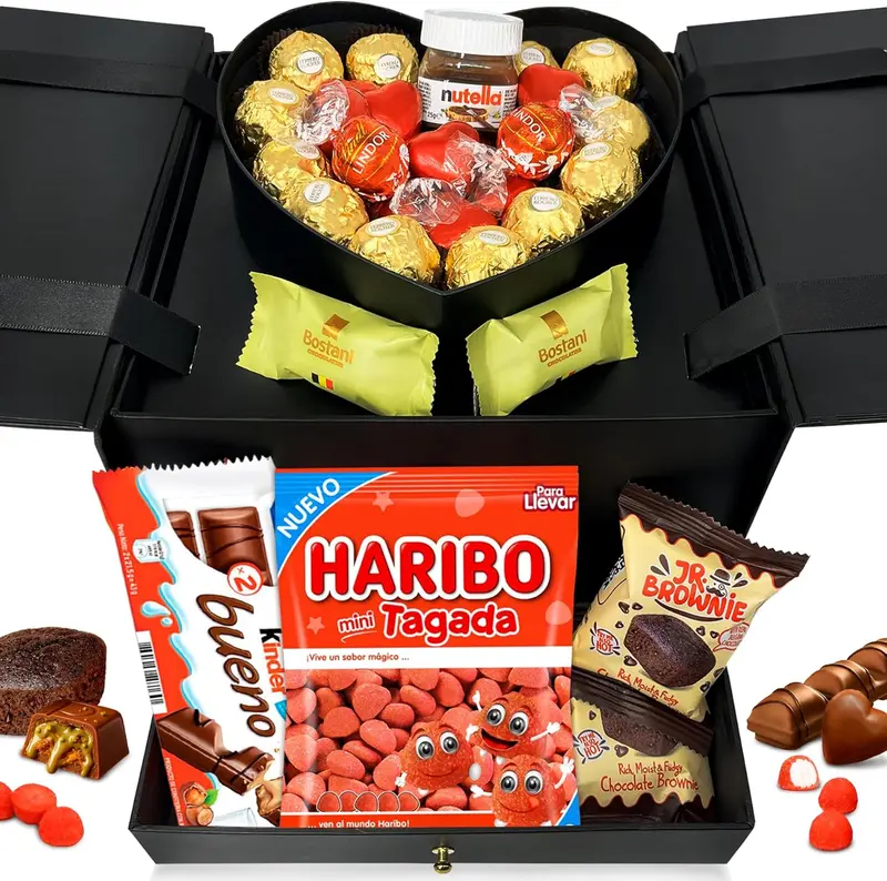Caja Joyero Ferrero Premium Moments · Regalo San Valentín con +35 Bombones · Joyero Reutilizable Pop-Up con Tarjeta Personalizada