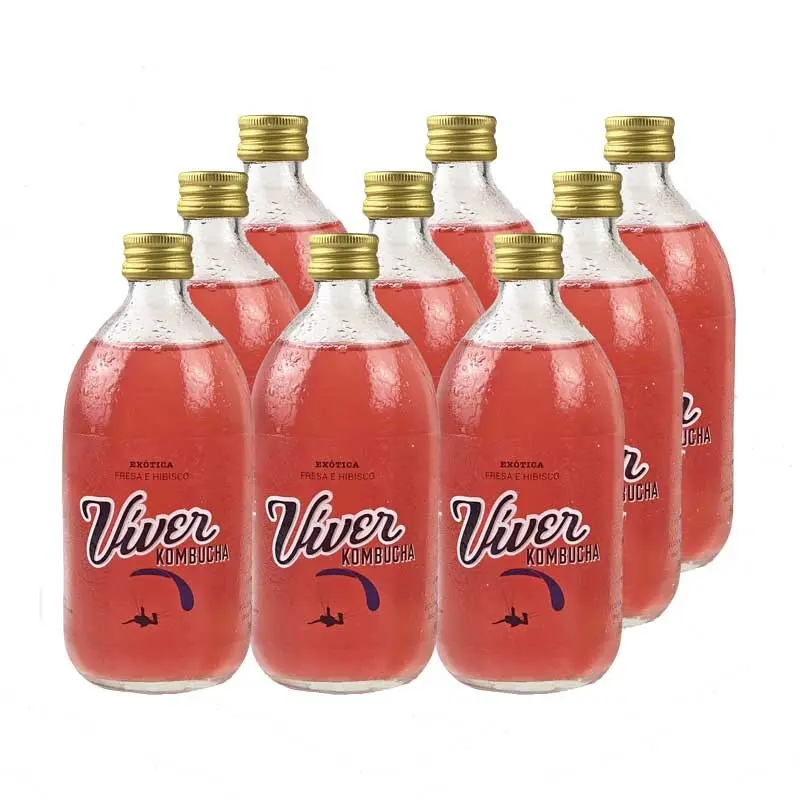 Caja Kombucha Exotica Fresa e Hibisco Bio 9x500ml Viver