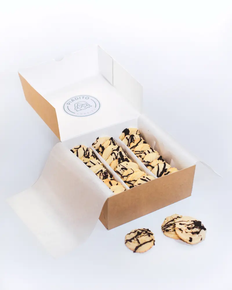 Caja pastas de mantequilla Piadito con chocolate