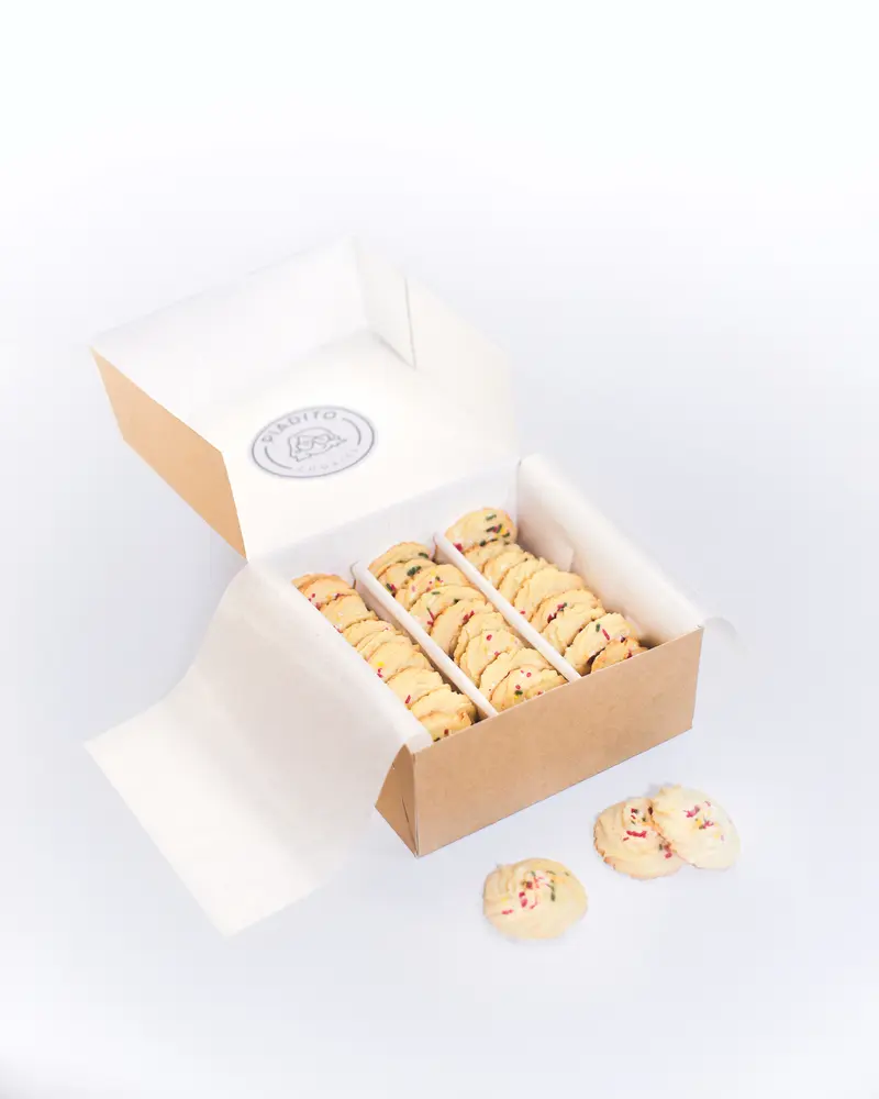 Caja pastas de mantequilla Piadito con granillos de colores