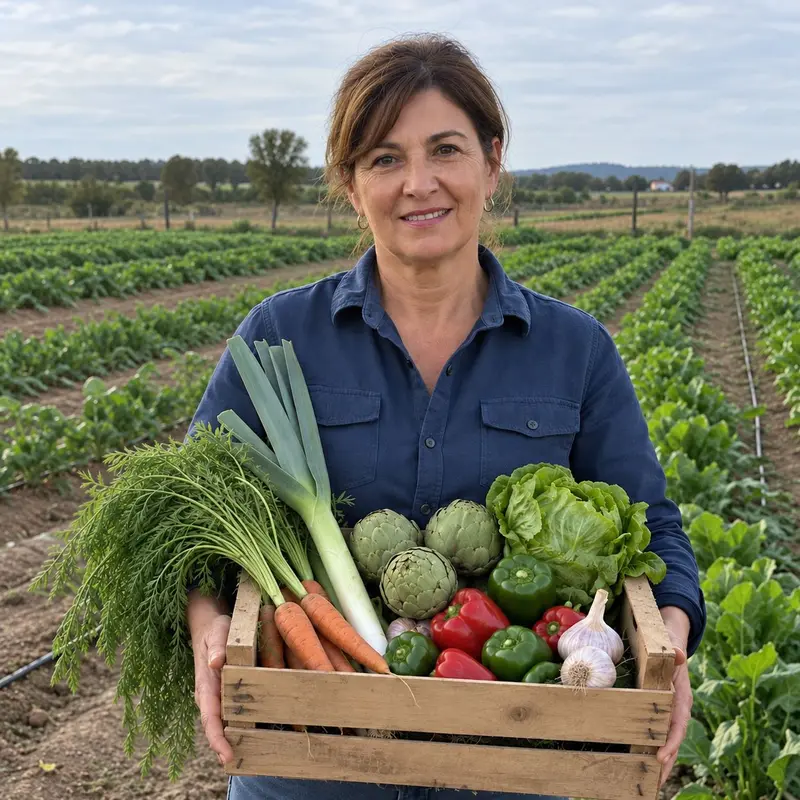 Caja verdura variada de huerta de temporada de Merce