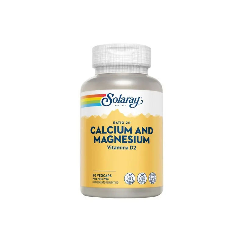 Calcio y magnesio con vitamina D2 90 vegcaps - Solaray
