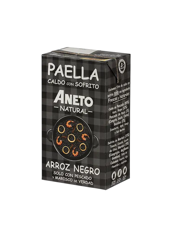Caldo Paella Arroz Negro SinGluten 1L Aneto