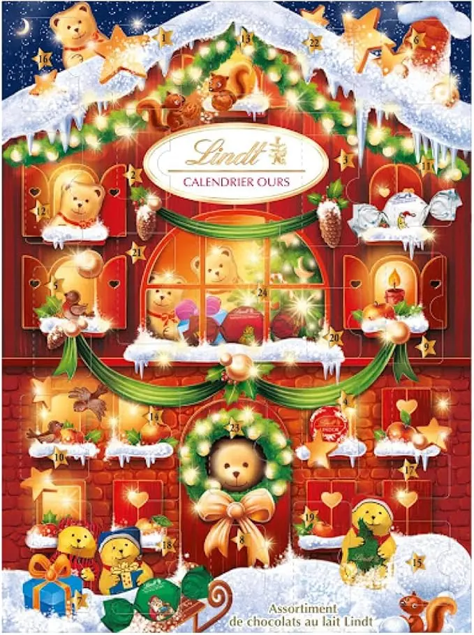 Calendario de Adviento Lindt con 24 Bombones de Chocolate con Leche (172g) y Tarjeta Regalo Sorpresa IKEA. Un detalle navideño con la calidad de los Maestros Chocolateros.
