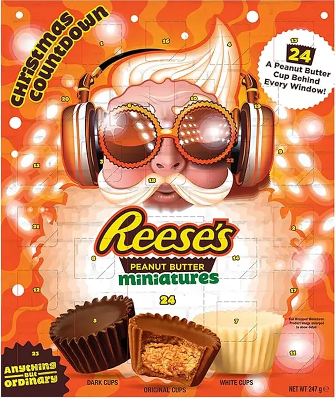 Calendario de Adviento Reese's con 24 sorpresas de chocolate y mantequilla de cacahuete (250g). El regalo de Navidad perfecto para los amantes del sabor americano.