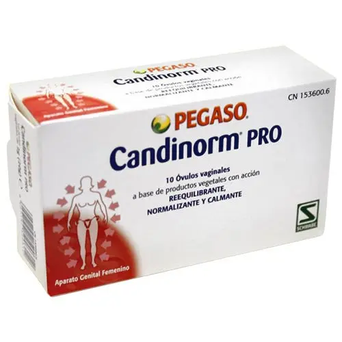 Candinorm pro 10 óvulos vaginales. Sin gluten. Sin colorantes. Sin perfume