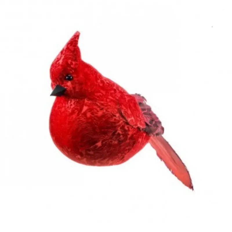 Cardenal decorativo plumas rojas