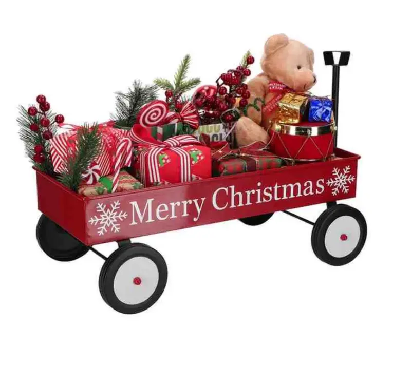 Carrito Navideño Decorado con LED