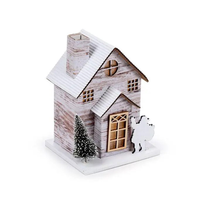 Casa Decorativa LED de Navidad Casa de Abedul Plateado