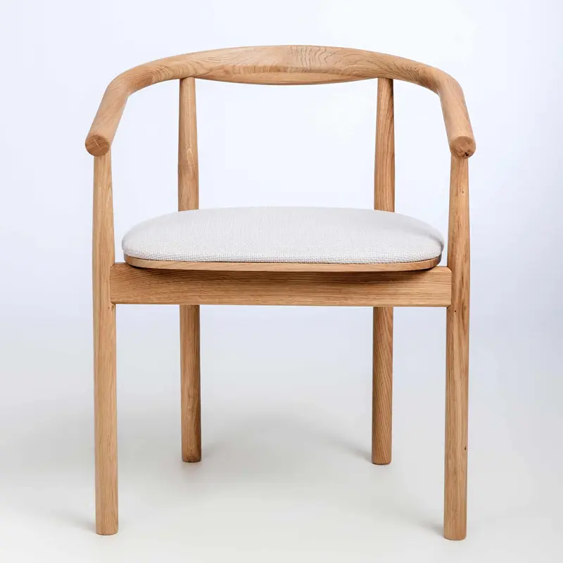 Chaise en bois massif de chêne Léa, revêtement en Gris/Beige - Lot de 2 ou 4 chaises - VESKOR