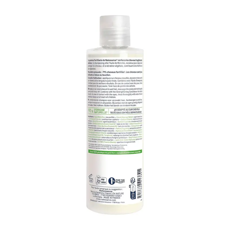Champú de ricino reparador fortificante Natessance - 250 ml - Urtekram
