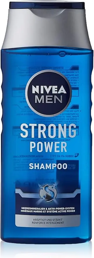 Champú NIVEA MEN Strong Power (250 ml). Un champú fortalecedor con minerales marinos y Active Power System para un cabello visiblemente más fuerte y con más volumen.