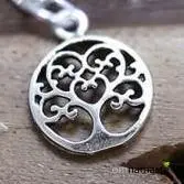 Charm Plata Árbol de la vida Corazones 1cm