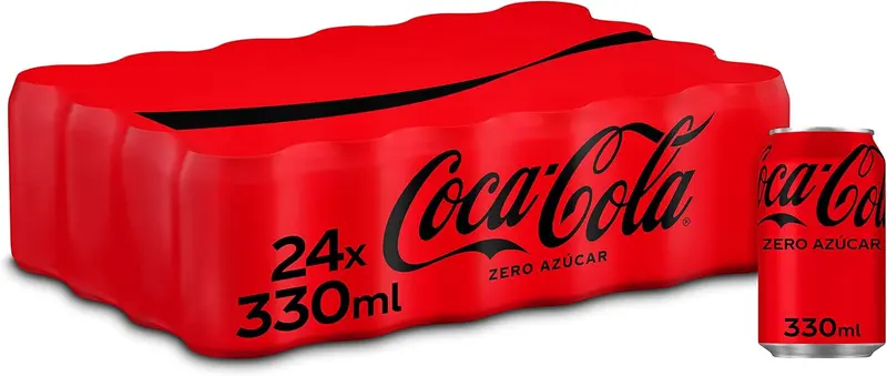 Coca-Cola Zero Azúcar, pack de 24 latas de 330ml. El refresco de cola con todo el sabor original, pero sin azúcar y sin calorías, en un envase 100% reciclable.