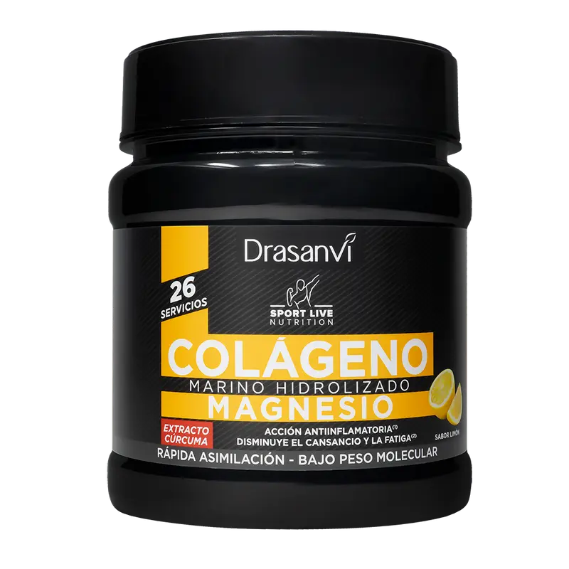 Colágeno Marino Hidrolizado Magnesio Cúrcuma Limón 300 g Drasanvi Sport live