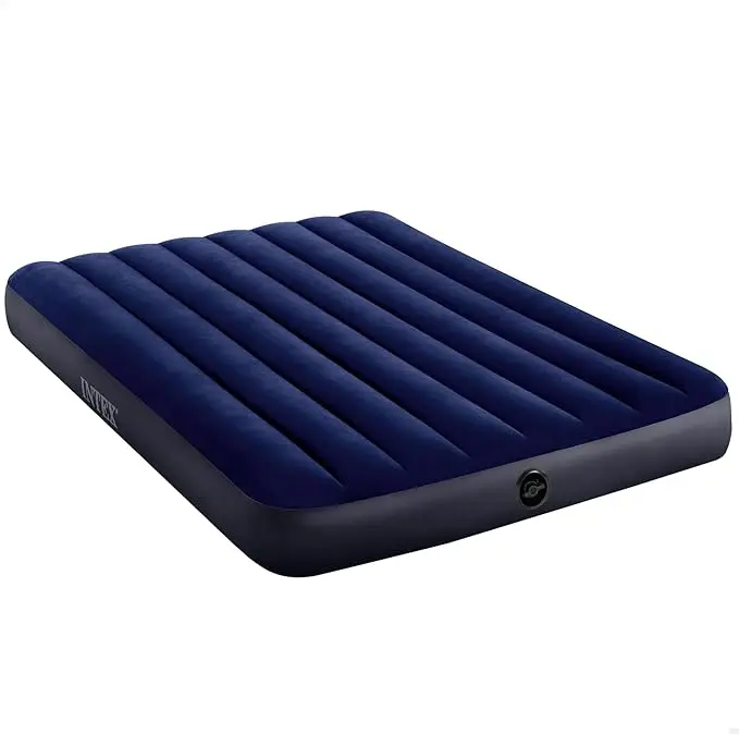 Colchón Hinchable Doble Intex Dura-Beam (137x191x25 cm). Cama de aire para dos personas con tecnología Fiber-Tech, ideal para camping o como cama de invitados en casa.