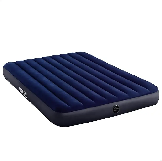 Colchón Hinchable Queen Intex Dura-Beam Classic Downy (152x203x25 cm). Cama de aire de gran tamaño para 2 personas con tecnología Fiber-Tech para un confort postural superior.