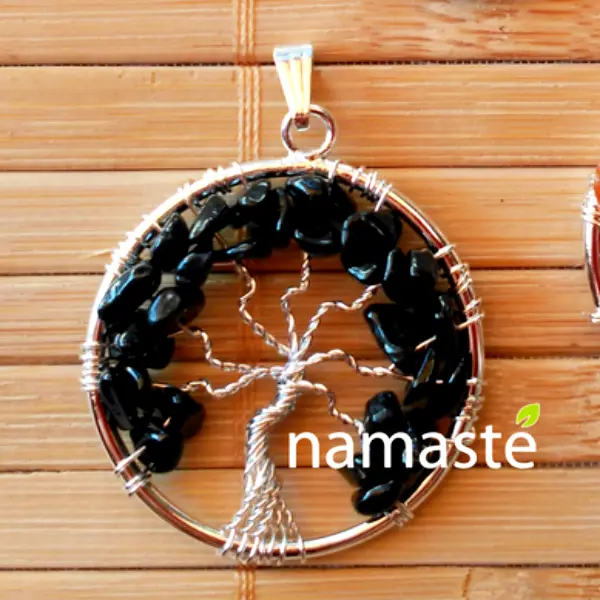 Colgante Árbol de la Vida Mineral Turmalina Negra
