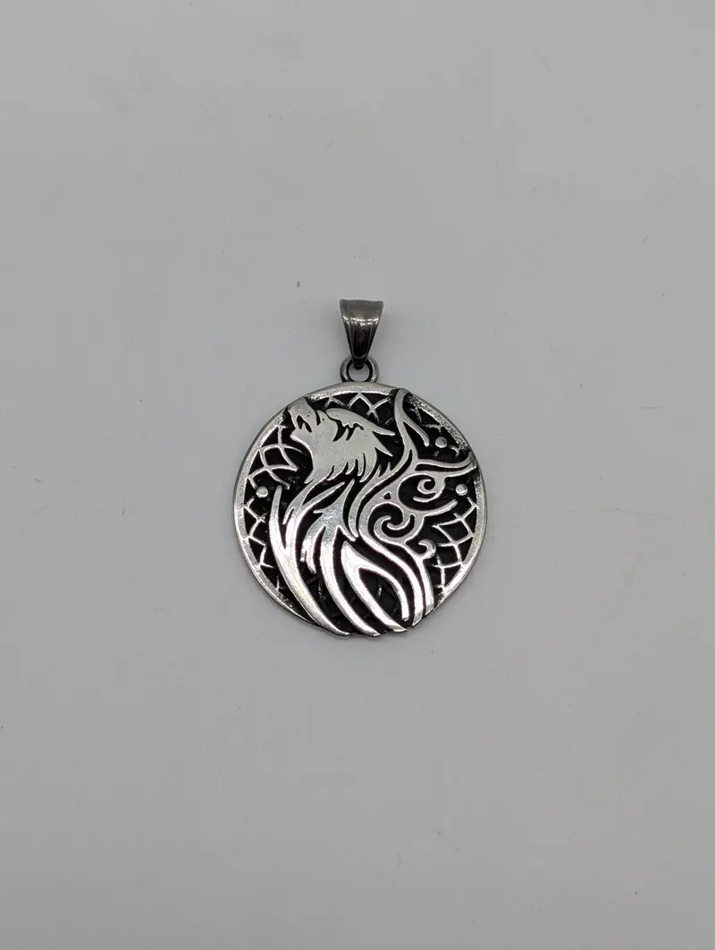 COLGANTE DE ACERO CON DISEÑO VIKINGO 37 MM DOBLE CARA