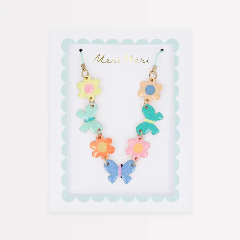 Collar Flores y Mariposas