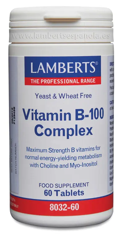 Complejo B 100 mg con todas las vitaminas B. Una al día - LAMBERTS