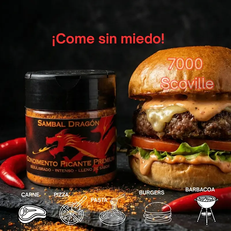 Condimento Picante - Mezcla Intensa - Sabor Sambal Dragón