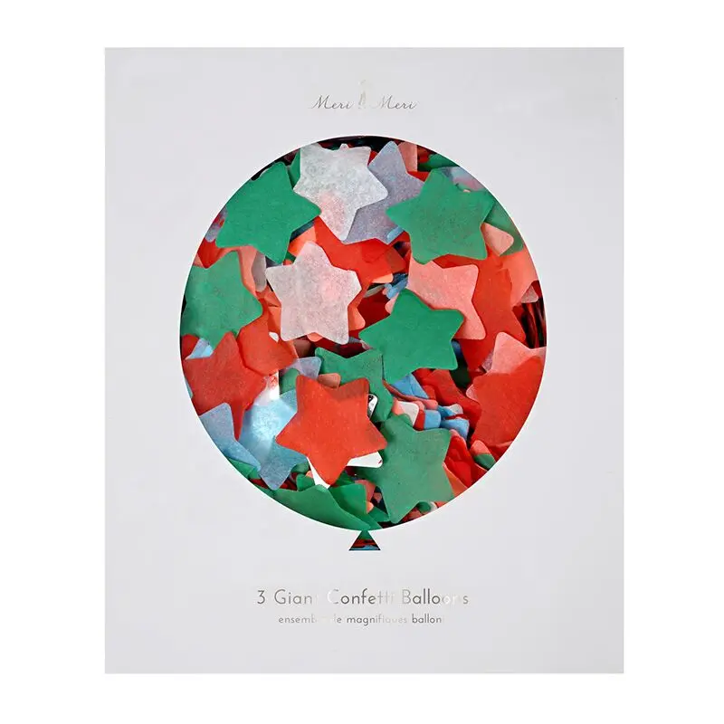 Confetti Star Balloon kit- Pack de 3 globos gigantes con confeti en su interior
