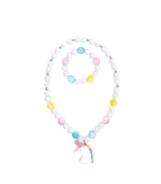 Conjunto de collar y pulsera de unicornio blanco