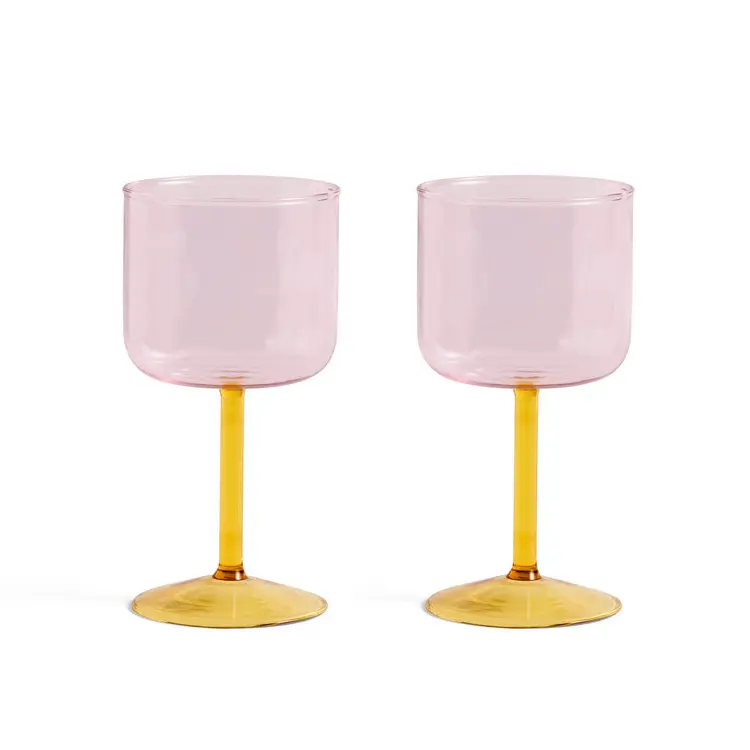 copas Tint Wine Glass Set de 2 - Rosa y amarillo