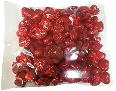 Corazones de Chocolate con Leche Rellenos de Crema, bolsa de 1Kg (140 uds aprox). Bombones cremosos ideales para eventos, mesas dulces, San Valentín o para hostelería.