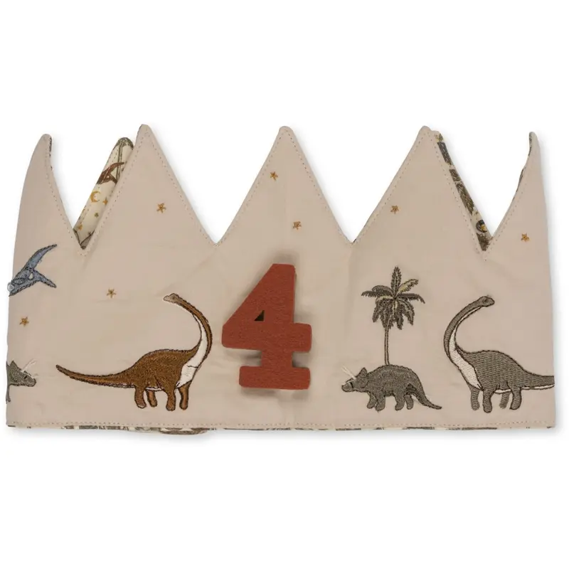 Corona de cumpleaños de tela - dinosaurio