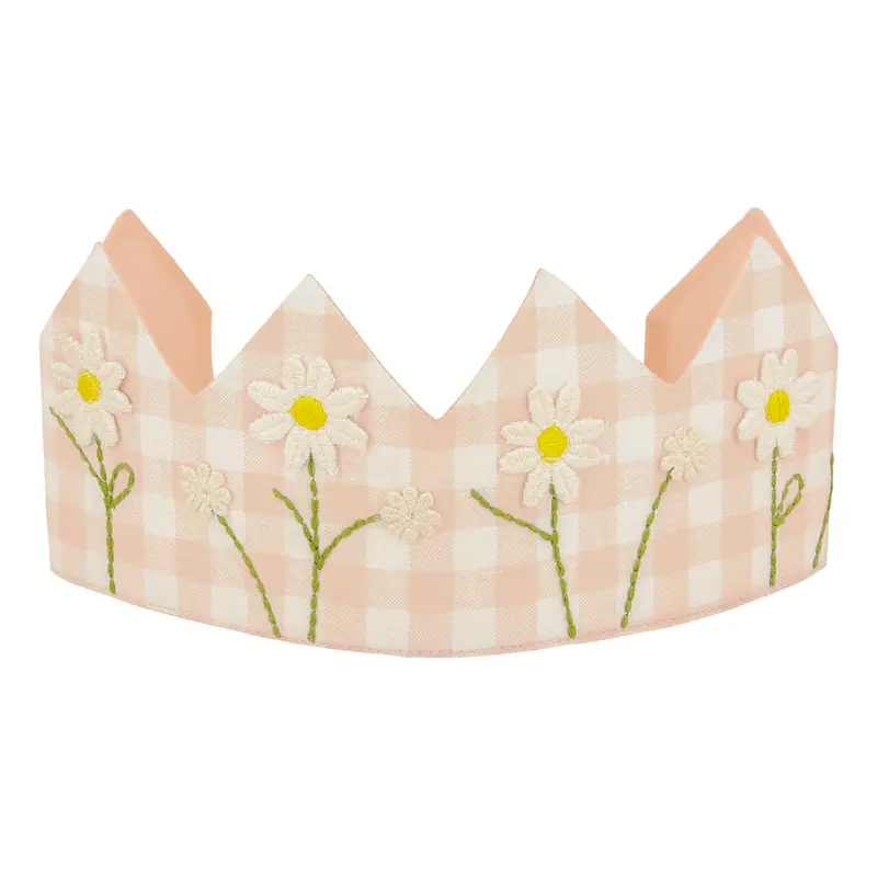 Corona de flores gingham