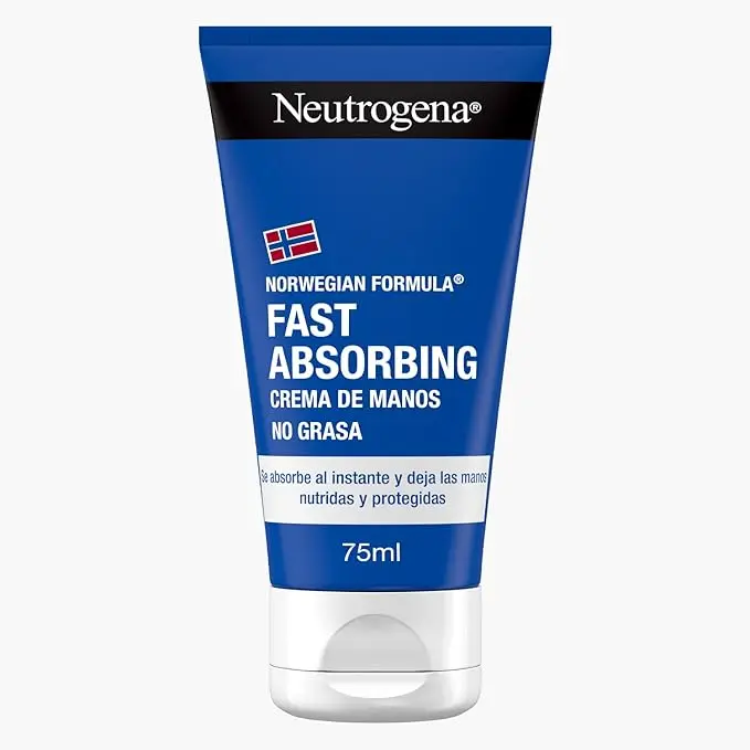 Crema de Manos de Rápida Absorción Neutrogena (75 ml). La crema reparadora no grasa con Fórmula Noruega, glicerina y vitamina E, ideal para el uso diario.